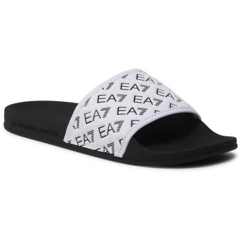 Armani EA7 - Chanclas Blancas para Hombre - Logotipo 42 Negro