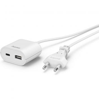 Cargador USB Hama Blanco con Cable de 1,9m, 3,5A, 1x USB-A y 1x USB-C, Interior