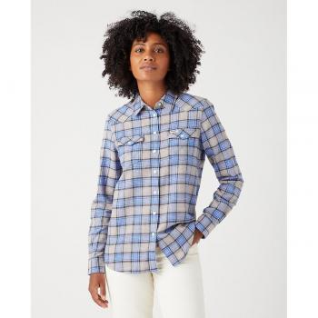 Wrangler - Camisa de mujer de manga larga a cuadros, estilo Western, corte slim