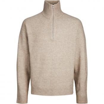 Jack & Jones Ollie Men's Beige Half-Zip Knitted Sweater