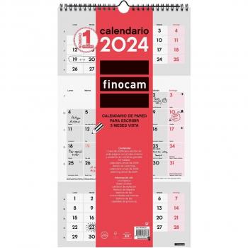 Calendario de Pared Finocam 2024 para Escribir con Vista de 3 Meses y Calendario Anual Neutro M - Tamaño 236x430 mm