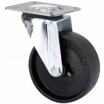 Rueda Giratoria Alex Serie ZVR-TA con Platina, Sin Freno, 4mm, 10ZVR150-CI, Hierro Fundido, Eje Liso