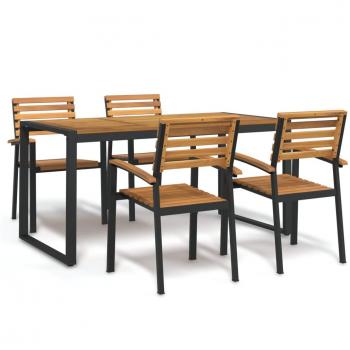 Acacia and Metal 5-Piece Outdoor Dining Set