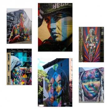 Set de 6 Pósters Graffiti Frida, Jackson, Teresa y Einstein - Ilustraciones de Street Art para Decorar Paredes A3 y A4 Sin Marco