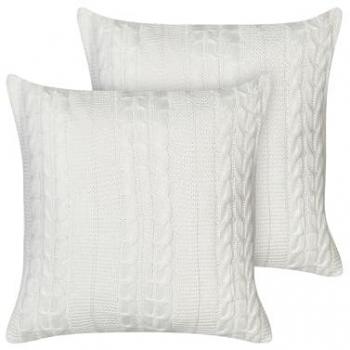 Conjunto de 2 cojines decorativos trenzados en algodón blanco Cadetia 45 x 45 cm