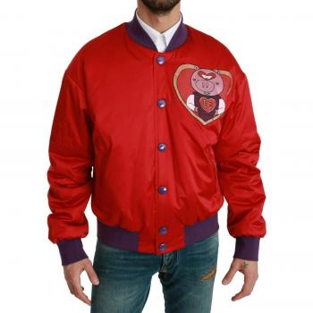 Dolce & Gabbana Red YEAR OF THE PIG Bomber Jacket - IT44 | XS, Male, 2019 Collection