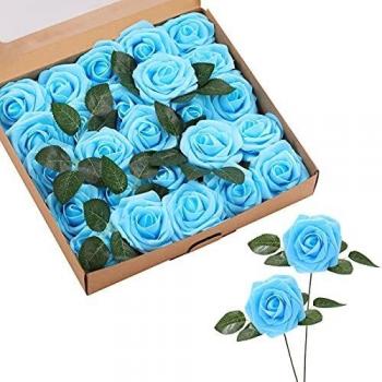 ASYOUWISH Flores Artificiales, 25 Piezas, Rosas de Imitación de Espuma de Poliestireno con Tallos, Adecuadas para Decoración del Hogar, Ramo de Boda, o Decoración de Jardín al Aire Libre, etc.