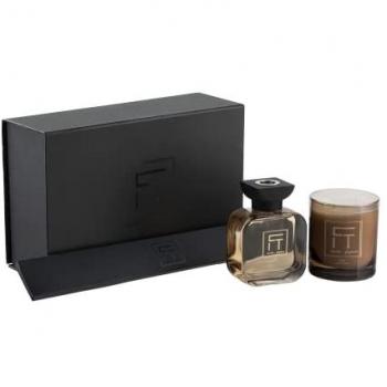 Set difusor y vela perfumada de cristal ámbar aroma floral 200 ml