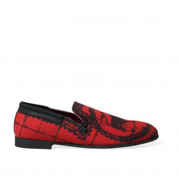 Dolce & Gabbana Red Black Torero Loafers Slippers Men Shoes - EU40/US7