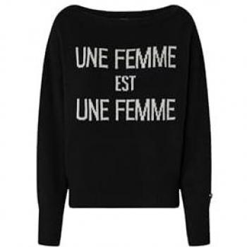PINKO Women's Black Intarsia Knit Round Neck Sweater Size M