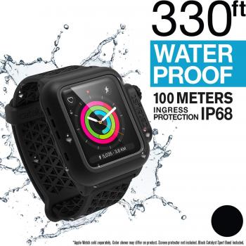 Catalyst Waterproof Apple Watch Case 42mm Series 2 & 3 with Premium Soft Silicone Apple Watch Band, Shock Proof Impact Resistant[Resistente a Golpes], Negro Banda Deportiva