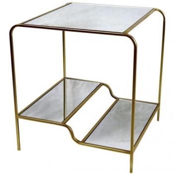 Mesa auxiliar DKD Home Decor Dorado Metal Espejo 50 x 50 x 55 cm