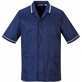 Túnica de Salud para Hombre Portwest, Color Marino, Talla S, Manga Corta con Fuelle en la Espalda