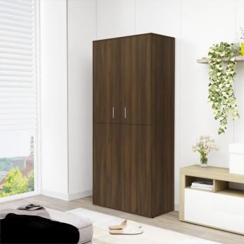 Mueble zapatero de madera contrachapada en color roble marrón, dimensiones 80x39x178 cm