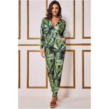 Goddiva Tropical Print Jumpsuit - Green
