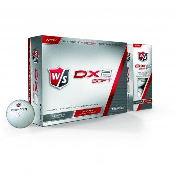 Wilson Staff, Bola de golf DUO Soft, 2 capas, Para máxima distancia, Pack de 12, Jugadores avanzados, Blanco y Rojo