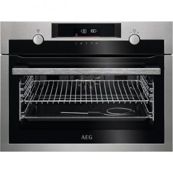 AEG KEE542260M Horno Compacto Multifunción Inox 45cm con Sonda Térmica y AssistedCooking Esmalte de Fácil Limpieza