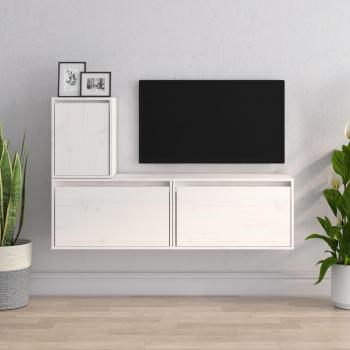 Mueble de TV 3 piezas madera maciza de pino blanco vidaXL