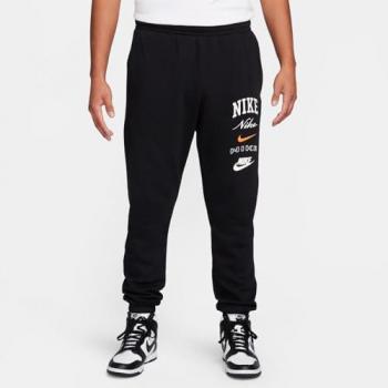 Nike Club Pant Stack Negro para Hombre, Pantalón de Chándal, 100% Poliéster, Corte Regular, Cintura Elástica con Cordón Ajustable, Logo Nike en la Pierna Izquierda