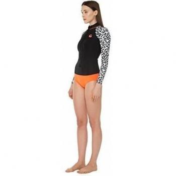 GLIDESOUL de las mujeres cremallera frontal traje de primavera, mujer, color Black/leopard/peach, tamaño 2X-Small/0.5 mm