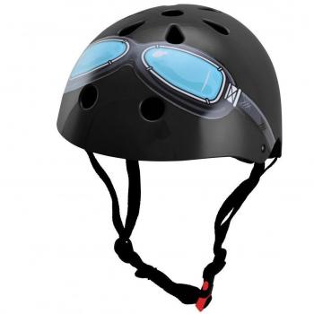 KIDDIMOTO Casco Bicicleta Completamente Ajustabl - Bici Casco para Infantil y Niños para Patinete, Ciclismo, Scooter, Bicicleta de Equilibrio y Monopatin - Gafas Negras - S
