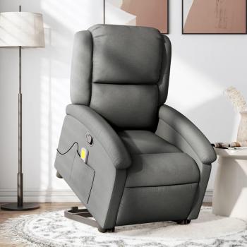 Sillón de masaje reclinable de tela gris oscuro vidaXL