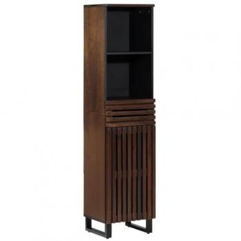 Aparador de madera maciza de mango marrón 38x34x160 cm, Armario de almacenaje, Mueble aparador, Mueble de almacenaje de Cocina, bufé