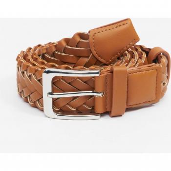 Urban Classics Light Brown Braided Synthetic Leather Belt