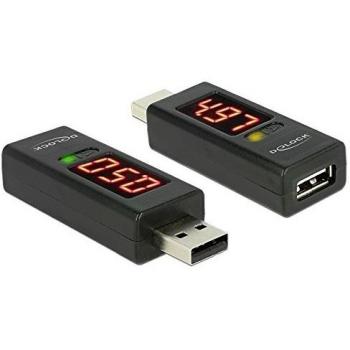 Adaptador USB 2.0 A a A con pantalla LED para medición de Voltaje y Amperaje - DeLOCK 65569