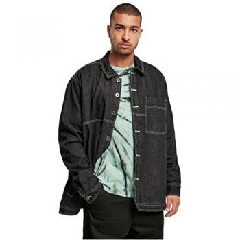 Urban Classics Men's Oversized Trucker Jacket - Black Raw, 100% Cotton