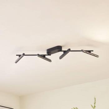 Foco LED Lindby Eldrin, negro, 37W, 4 luces, metálico y regulable