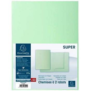 Subcarpeta cartulina con 2 solapas exacompta din a4 gama super verde claro 210 gr