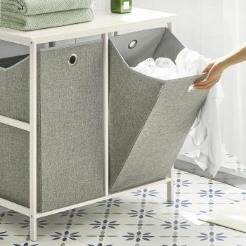 SoBuy Gabinete de lavandería BZR57-W, Cofre de lavandería con 2 cestas extraíbles, Mueble organizador para lavadora, dimensiones 77 x 38 x 80 cm, color blanco