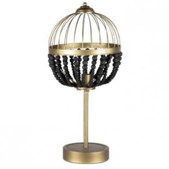 Lámpara de Mesa Adda Home Bolas Metal y Madera 32x32x70 cm - Negro/Dorado