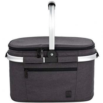 ALLCAMP Bolsa Refrigeradora Aislada Grande de 22L Cesta Picnic Familia aislada Cesta de Picnic,Bolsa térmica Grande Negro