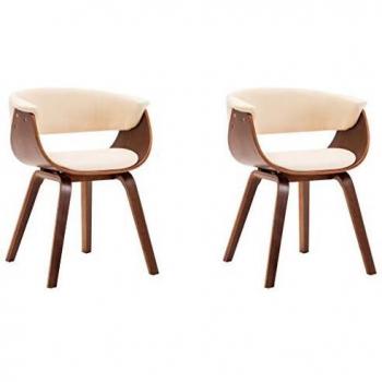 Sillas de comedor 2 uds madera curvada y cuero sintético crema