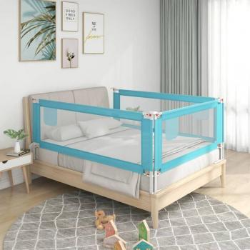 Protector de seguridad para cama infantil en tela azul de 200x25 cm