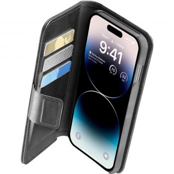 Funda de piel negra Cellular Line Book Agenda para iPhone 14 Pro Max