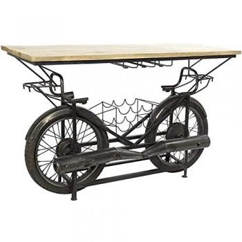 Botellero Industrial de Metal y Madera de Mango, Color Negro, 155 x 56,5 x 96,5 cm