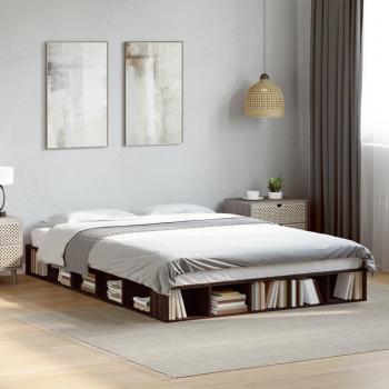 Cama de madera multicapa marrón roble 150x200 cm