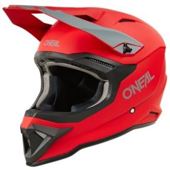 Casco de motocross O'Neal 1SRS Solid Rojo (Talla L) - Carcasa ABS, Norma de Seguridad ECE 22.05, Ventilaciones para una ventilación y refrigeración óptimas