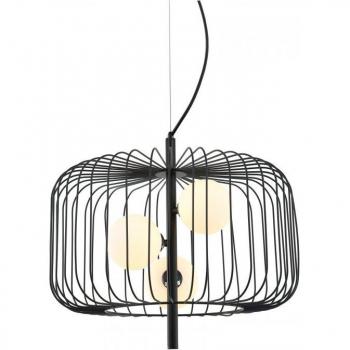 Lámpara colgante moderna Daren Black - Lámpara colgante moderna negra de 3 luces con pantalla negra y blanca, tipo de bombilla G9, marca Italux