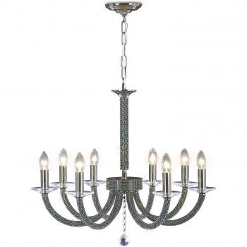 Lámpara colgante Elena 8 bombillas negro cromo cristal
