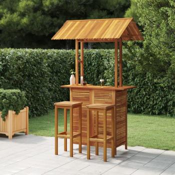 3-Piece Solid Acacia Wood Garden Bar Set
