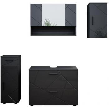 Conjunto de muebles de baño Irma, Antracita alto brillo, 4 piezas