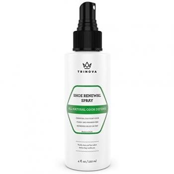 Desodorizante Natural para Zapatos - Spray seguro para pies, tacos malolientes, calcetines y más. Elimina el olor a sudor con árbol de té puro, menta y aceite de tomillo. 4 OZ - TriNova