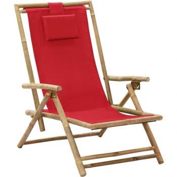 vidaXL Silla de relax reclinable de bambú y tela