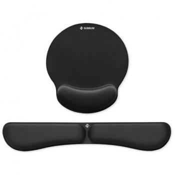Pack Ergonómico SUBBLIM de Alfombrilla y Reposamuñecas Memoryflex - Antideslizante, Negro, 44x8x2 cm y 25.5x23x2.5 cm