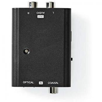 Conversor de Audio Digital 2 Vías - Entrada: 1x S/PDIF (RCA) Hembra / 1x TosLink Hembra - Salida: 2x RCA Hembra - Manual - Negro