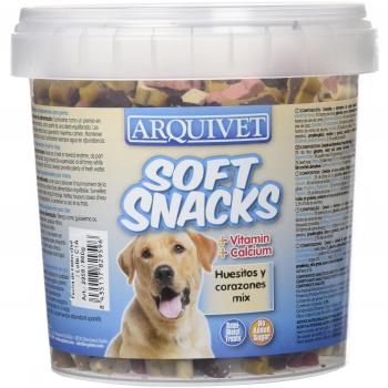 Arquivet Soft Snacks variadas para Perro - Snacks Naturales en Forma de huesitos y Corazones - Golosinas y chuches Naturales - Premios y recompensas para Perros - 800 g